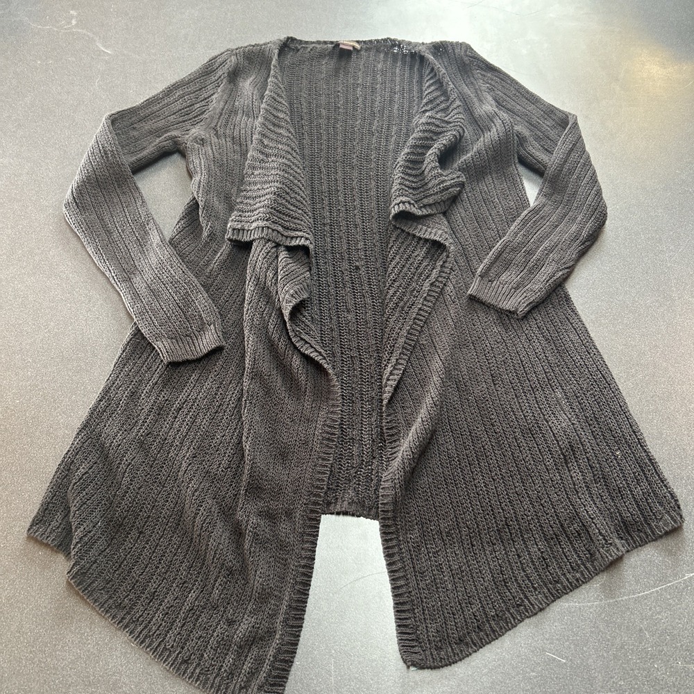 Dana Buchman Cardigan Sweater Womens Small‎ Black Long Sleeve Open Front